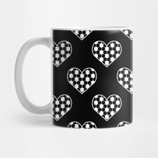 Football / Soccer Ball Texture In Heart Shape - Seamless Pattern in Black and White Tones Mug